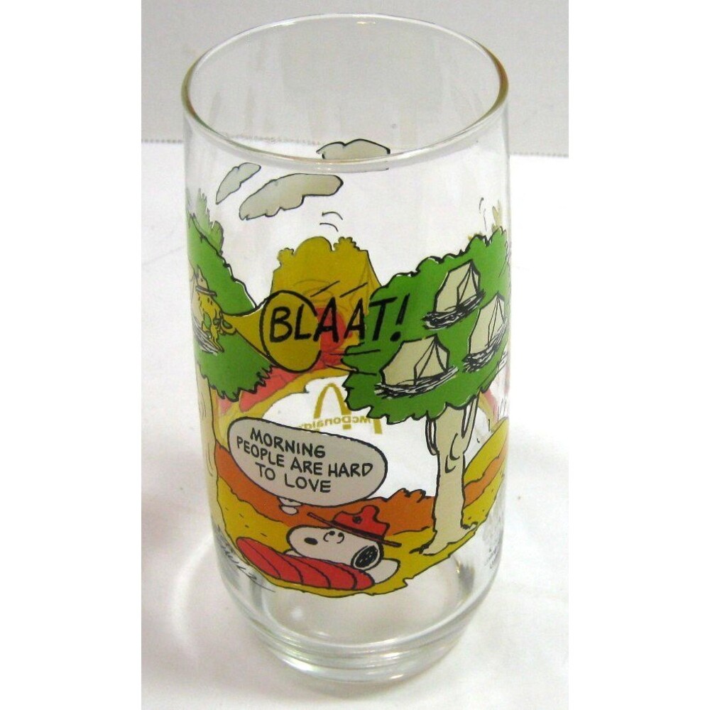 McDonald's Peanuts Camp Snoopy Morning People are Hard to Love Glass Tumbler